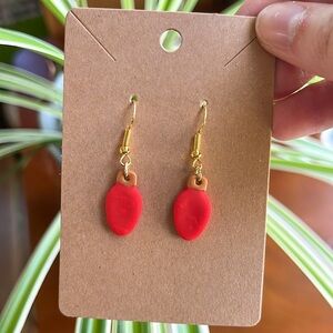 Red Christmas Lightbulb Dangle Earrings